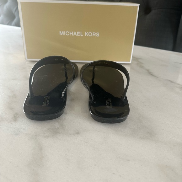 Michael Kors “Lillie” Black and Gold Jelly Thong Sandals in Size 7 - Picture 2 of 5